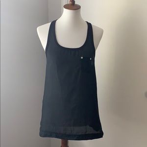 S black sheer Razorback top with front pocket